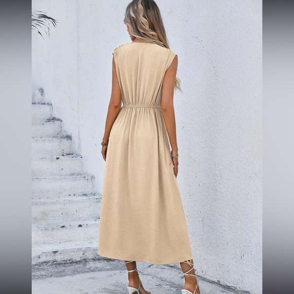 Luxe classic tie front A-lime dress - Picture 3 of 7